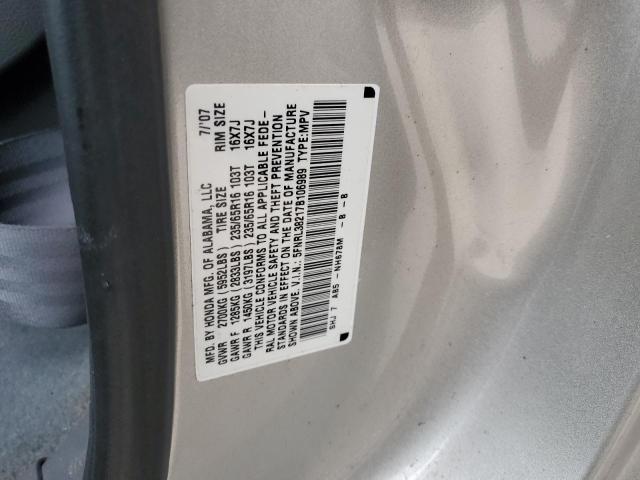 5FNRL38217B106989 - 2007 HONDA ODYSSEY LX SILVER photo 13