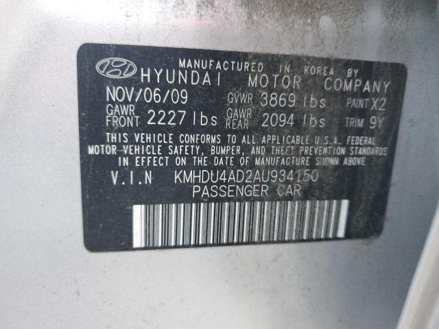 KMHDU4AD2AU934150 - 2010 HYUNDAI ELANTRA BLUE SILVER photo 13