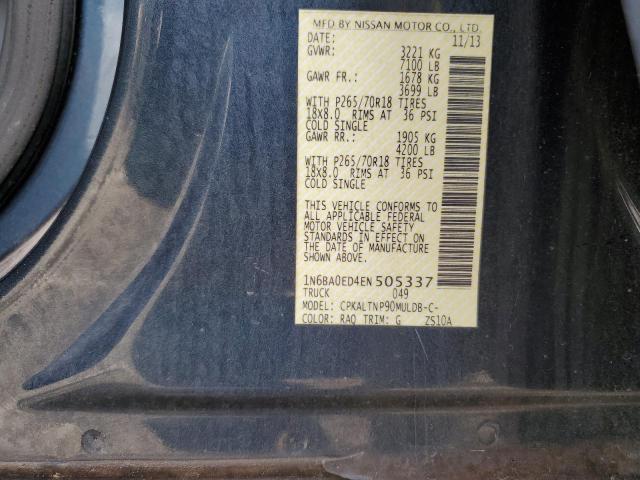 1N6BA0ED4EN505337 - 2014 NISSAN TITAN S TEAL photo 12