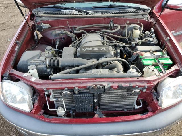 5TBBT4418YS071393 - 2000 TOYOTA TUNDRA ACCESS CAB მუქწითელი ფოტო 11