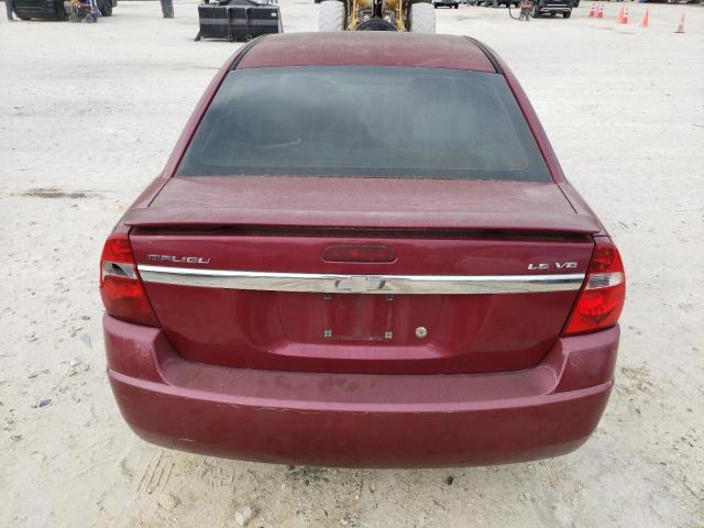 1G1ZT52805F141971 - 2005 CHEVROLET MALIBU LS BURGUNDY photo 6