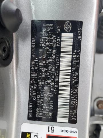 4T1B11HK7JU118327 - 2018 TOYOTA CAMRY L SILVER photo 13