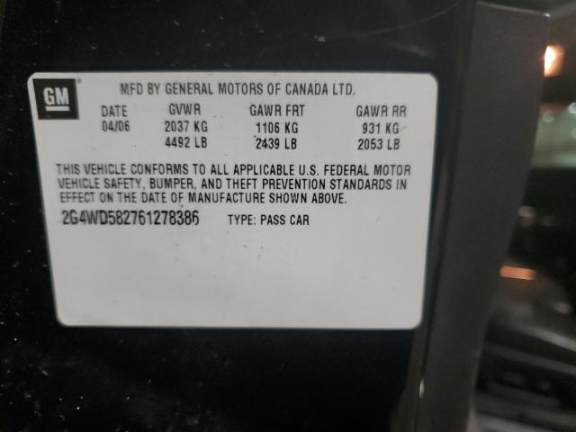 2G4WD582761278386 - 2006 BUICK LACROSSE CXL BLACK photo 12