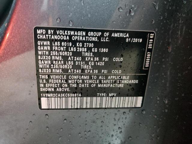 1V2MR2CA3KC538814 - 2019 VOLKSWAGEN ATLAS SEL Boz foto 14