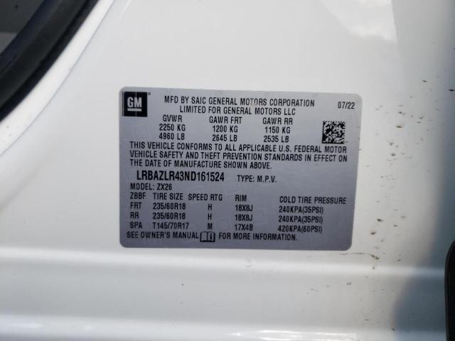 LRBAZLR43ND161524 - 2022 BUICK ENVISION PREFERRED WHITE photo 13