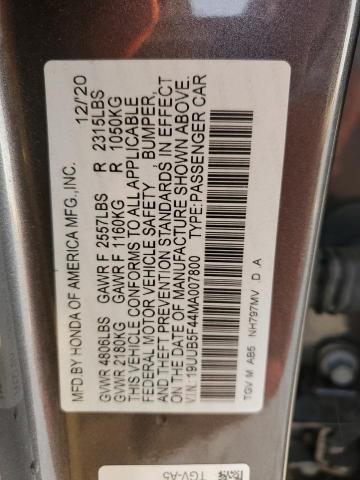 19UUB5F44MA007800 - 2021 ACURA TLX TECHNOLOGY 灰色 照片 12