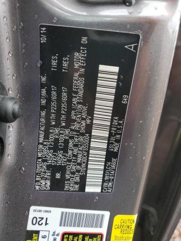 5TDYK3DC4FS550004 - 2015 TOYOTA SIENNA XLE CHARCOAL photo 12