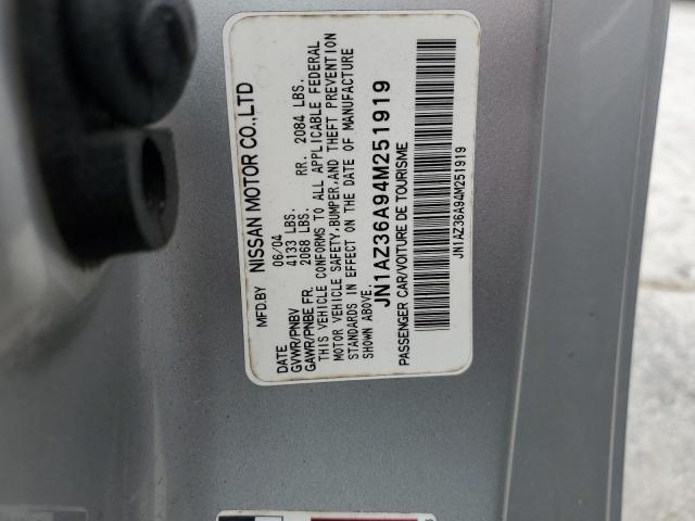 JN1AZ36A94M251919 - 2004 NISSAN 350Z ROADSTER SILVER photo 12