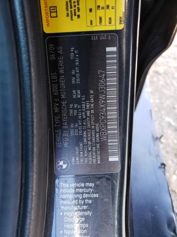 WBXPC934X9WJ30647 - 2009 BMW 3 SERIES XDRIVE30I BLACK photo 12