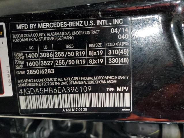 4JGDA5HB6EA396109 - 2014 MERCEDES-BENZ ML 350 4MATIC BLACK photo 13