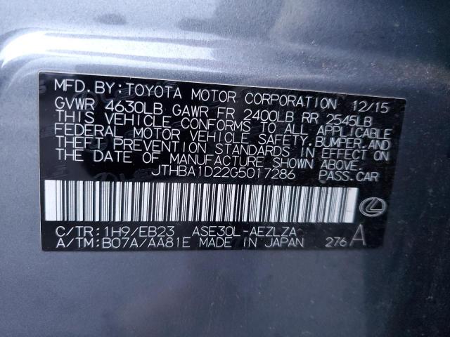 JTHBA1D22G5017286 - 2016 LEXUS IS 200T GRAY photo 13