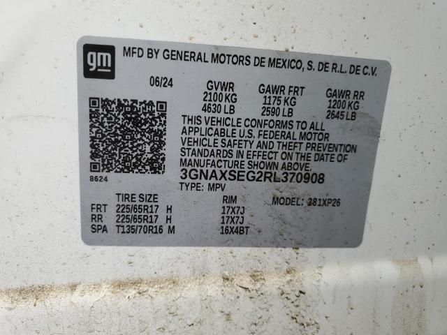 3GNAXSEG2RL370908 - 2024 CHEVROLET EQUINOX LS 白色 照片 14