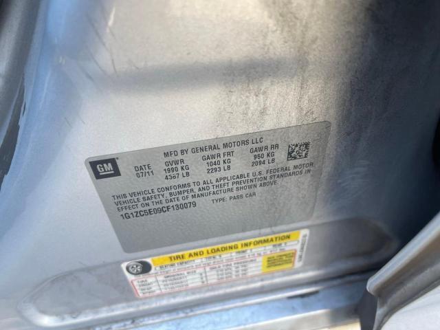 1G1ZC5E09CF130079 - 2012 CHEVROLET MALIBU 1LT SILVER photo 10