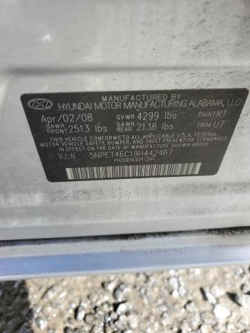 5NPET46C19H442467 - 2009 HYUNDAI SONATA GLS SILVER photo 12