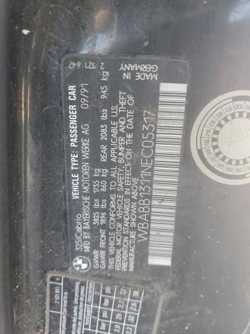 WBABB1311NEC05317 - 1992 BMW 325 IC BLACK photo 12