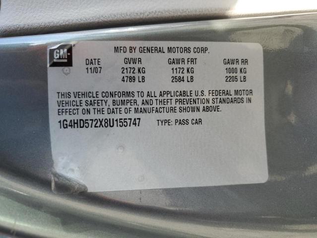 1G4HD572X8U155747 - 2008 BUICK LUCERNE CXL GRAY photo 12