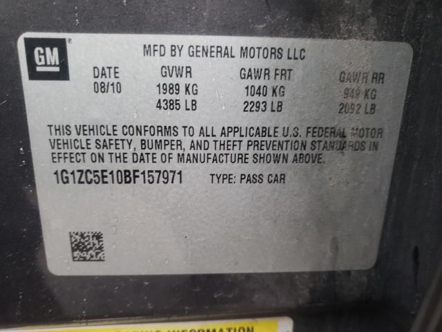 1G1ZC5E10BF157971 - 2011 CHEVROLET MALIBU 1LT GRAY photo 12