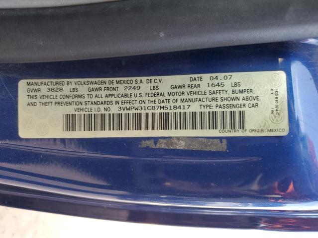 3VWPW31C87M518417 - 2007 VOLKSWAGEN NEW BEETLE 2.5L BLUE photo 13