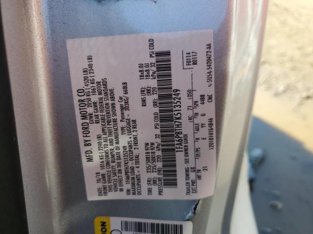 1FA6P8TH7K5135249 - 2019 FORD MUSTANG SILVER photo 12