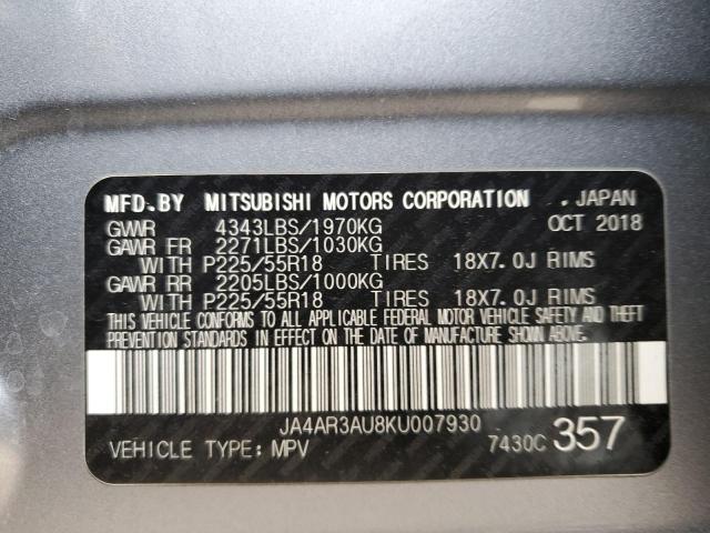 JA4AR3AU8KU007930 - 2019 MITSUBISHI OUTLANDER ES GRAY photo 13