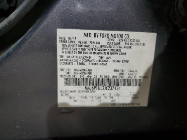 MAJ6P1UL2JC237434 - 2018 FORD ECOSPORT SE ნაცრისფერი ფოტო 13