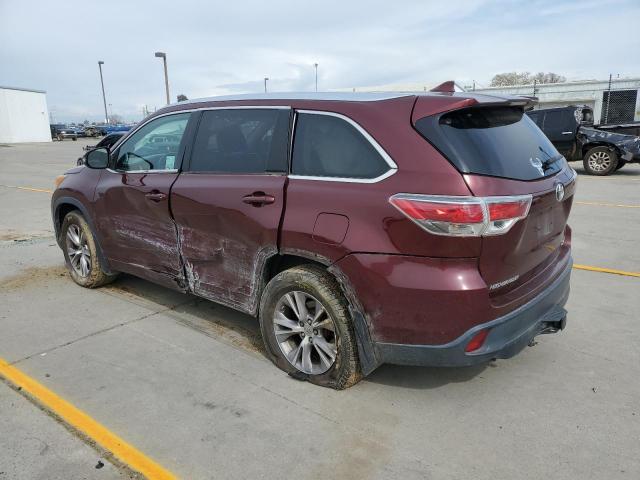 5TDJKRFH9ES047919 - 2014 TOYOTA HIGHLANDER XLE Bordo foto 2
