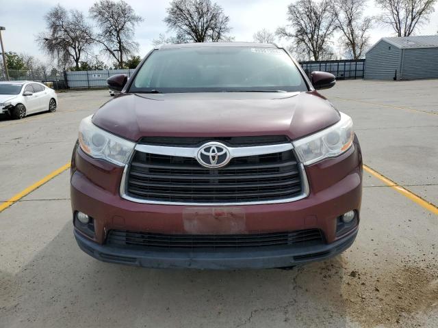 5TDJKRFH9ES047919 - 2014 TOYOTA HIGHLANDER XLE Bordo foto 5