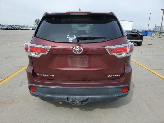 5TDJKRFH9ES047919 - 2014 TOYOTA HIGHLANDER XLE BURGUNDY photo 6