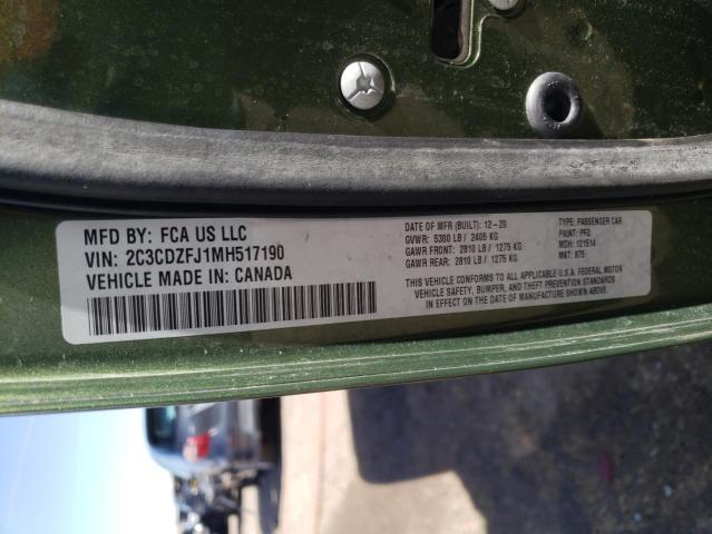 2C3CDZFJ1MH517190 - 2021 DODGE CHALLENGER R/T SCAT PACK GREEN photo 13