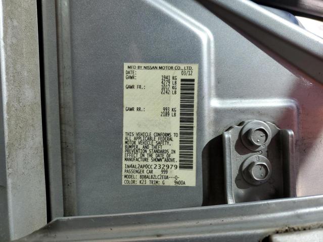 1N4AL2AP0CC232979 - 2012 NISSAN ALTIMA BASE SILVER photo 12