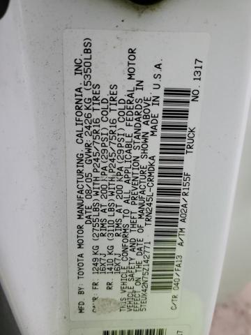 5TEUX42N75Z142771 - 2005 TOYOTA TACOMA ACCESS CAB Ақ фото 13