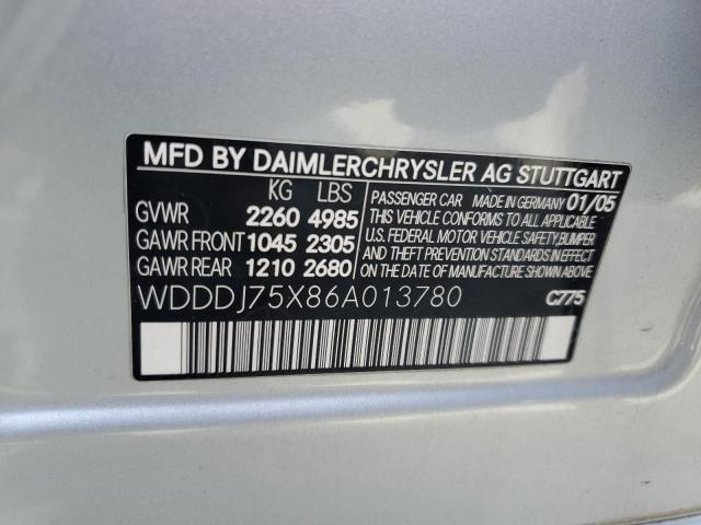 WDDDJ75X86A013780 - 2006 MERCEDES-BENZ CLS 500C SILVER photo 12