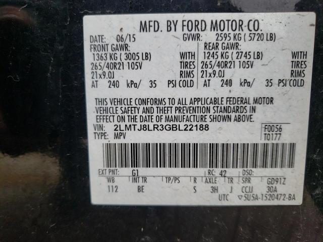 2LMTJ8LR3GBL22188 - 2016 LINCOLN MKX RESERVE შავი ფოტო 13