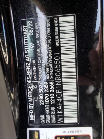 W1KAF4GB1NR065501 - 2022 MERCEDES-BENZ C 300 BLACK photo 13