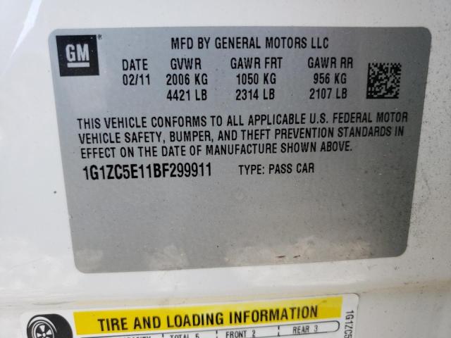 1G1ZC5E11BF299911 - 2011 CHEVROLET MALIBU 1LT 奶油色 照片 12