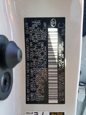 JTDKARFPXK3108044 - 2019 TOYOTA PRIUS PRIM 白色 照片 12