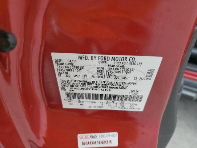 1FMCU9DG1BKC12194 - 2011 FORD ESCAPE XLT RED photo 14