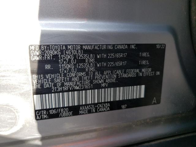 2T3H1RFV7NW231651 - 2022 TOYOTA RAV4 LE SILVER photo 13