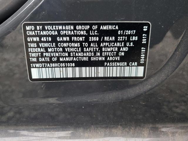 1VWDT7A38HC051036 - 2017 VOLKSWAGEN PASSAT R-LINE ნაცრისფერი ფოტო 13