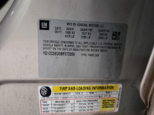 1G1ZC5EU5BF373356 - 2011 CHEVROLET MALIBU 1LT GOLD photo 12