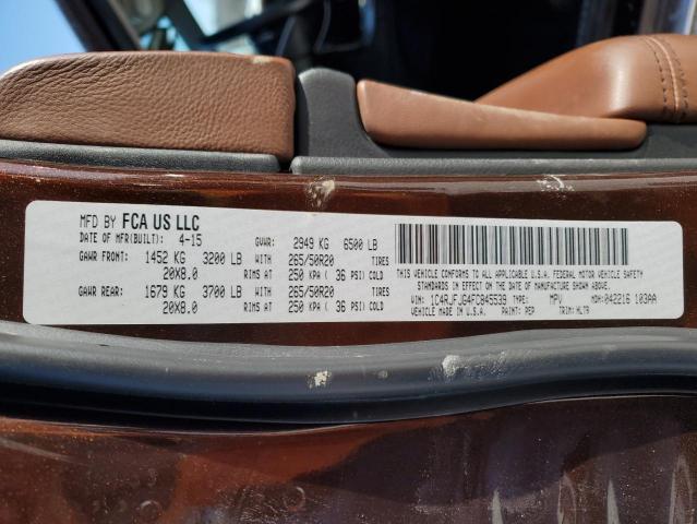 1C4RJFJG4FC845539 - 2015 JEEP GRAND CHER SUMMIT 棕色 照片 12