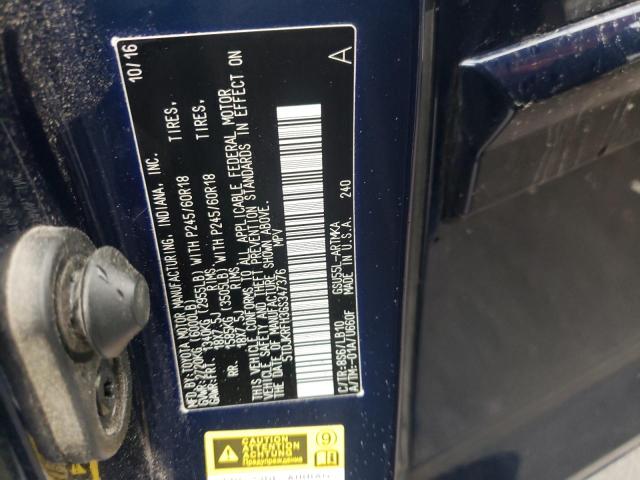 5TDJKRFH3GS347376 - 2016 TOYOTA HIGHLANDER XLE BLUE photo 14