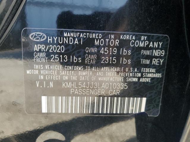 KMHL54JJ3LA010335 - 2020 HYUNDAI SONATA HYBRID BLACK photo 12