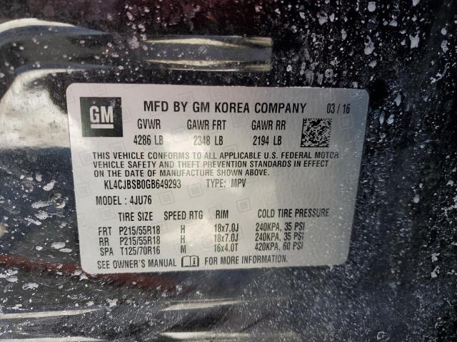 KL4CJBSB0GB649293 - 2016 BUICK ENCORE CONVENIENCE 黑色 照片 12