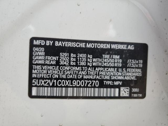 5UX2V1C0XL9D07270 - 2020 BMW X4 XDRIVE30I WHITE photo 13