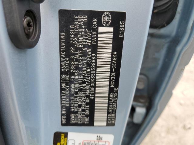 4T1BF30K65U598889 - 2005 TOYOTA CAMRY LE BLUE photo 12