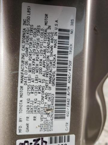 5TEUU42N16Z248823 - 2006 TOYOTA TACOMA ACCESS CAB თაფლისფერი ფოტო 12