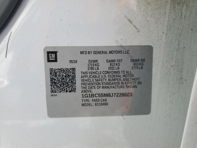 1G1BC5SM8J7228603 - 2018 CHEVROLET CRUZE LS 白色 照片 12