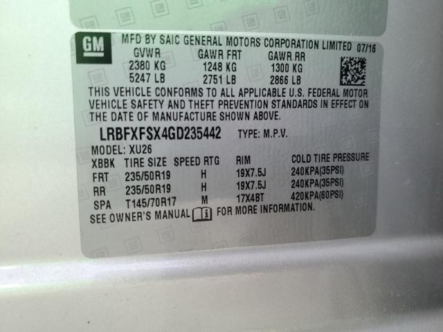 LRBFXFSX4GD235442 - 2016 BUICK ENVISION PREMIUM ვერცხლისფერი ფოტო 14