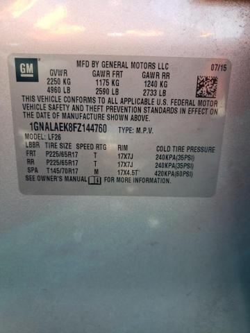 1GNALAEK8FZ144760 - 2015 CHEVROLET EQUINOX LS Gümüş foto 13